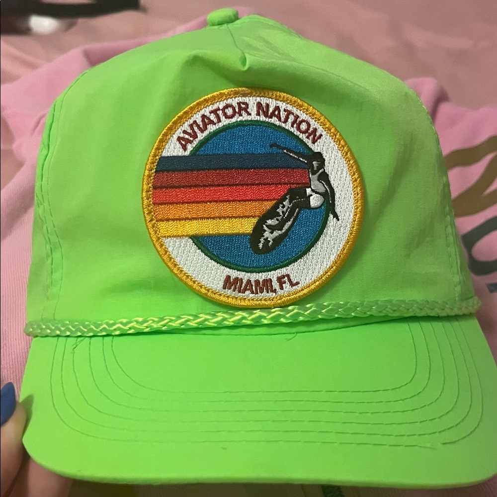 Aviator Nation Kids Neon Green Hat